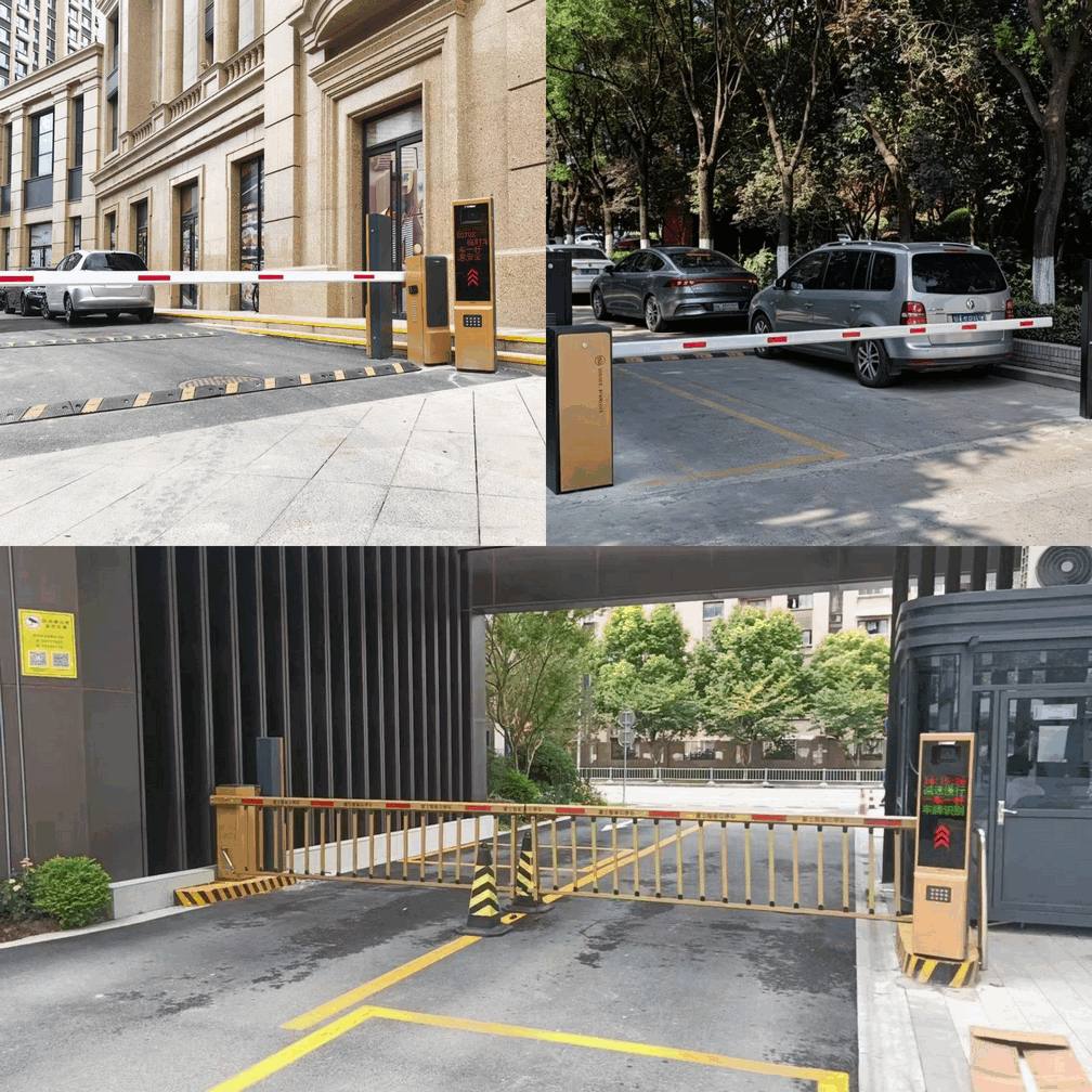 Barrière pliante grillagée automatique avec indicateur d'état DEL
