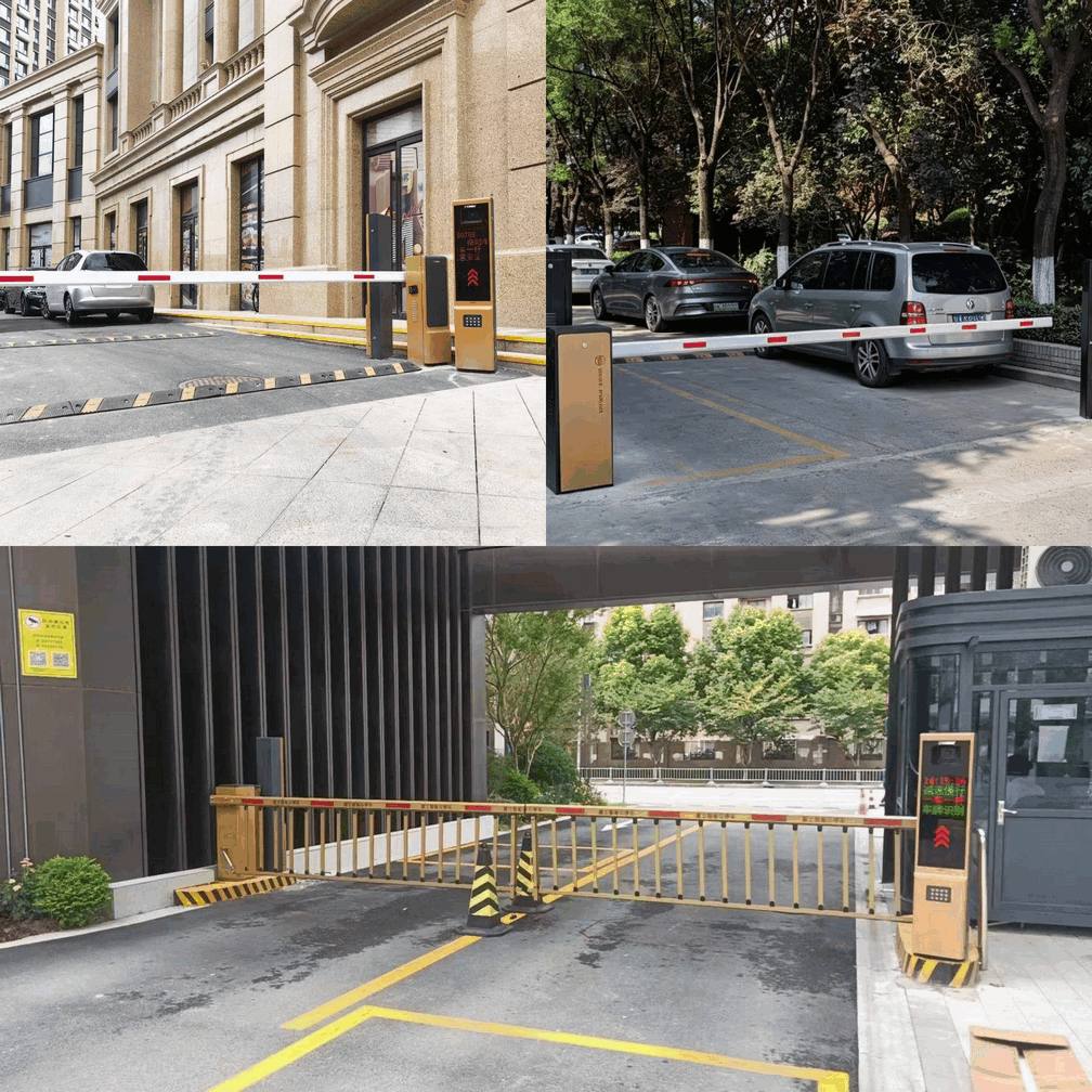 Automatic Folding Fence Parking Barrier Gate with LED Status Indicator Display - Smart Articulated Arm Vehicle Access Control & Boom Gate System