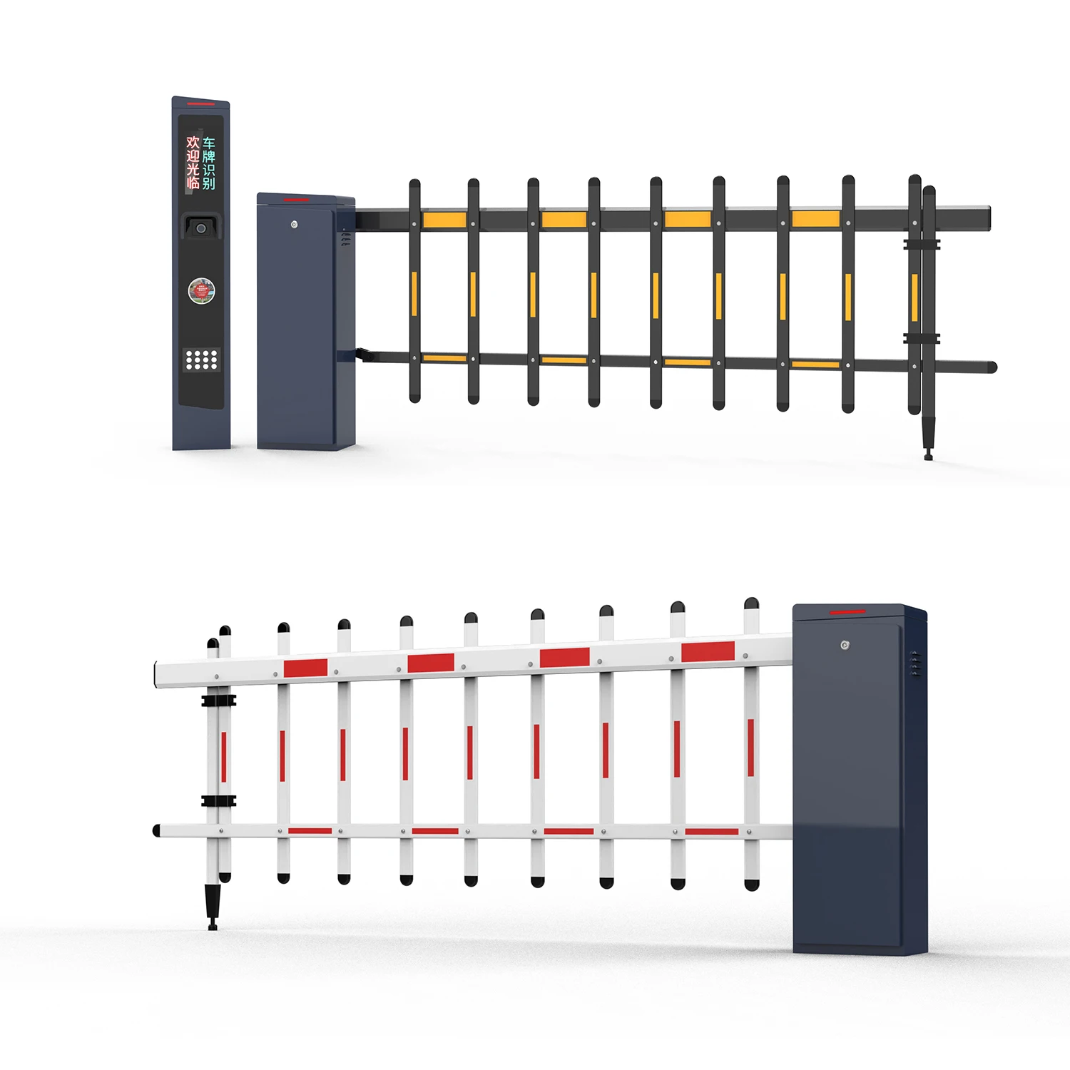 Barrière automatique 24 V CC sécurisée avec indicateurs DEL d'avertissement