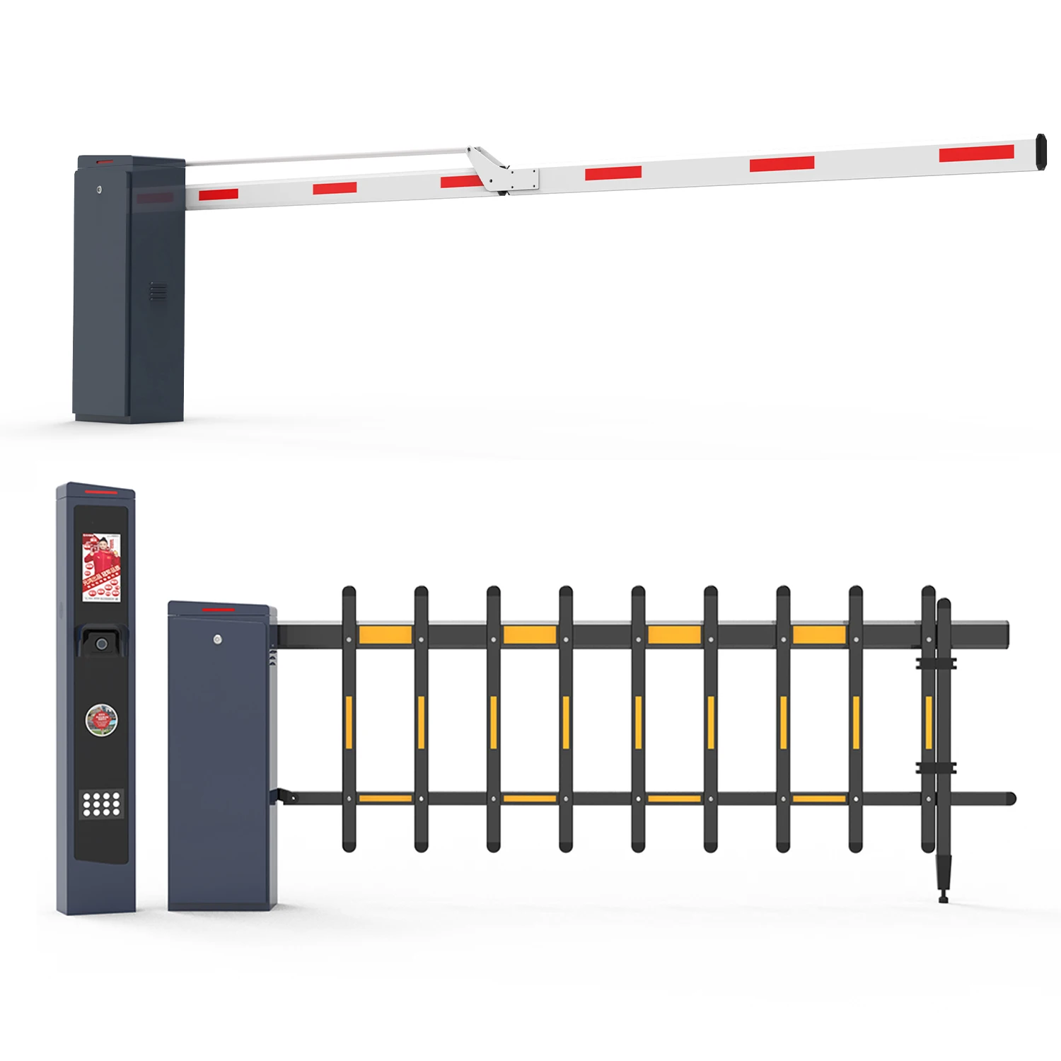 Barrière RFID industrielle avec bras en aluminium et télécommande sans fil